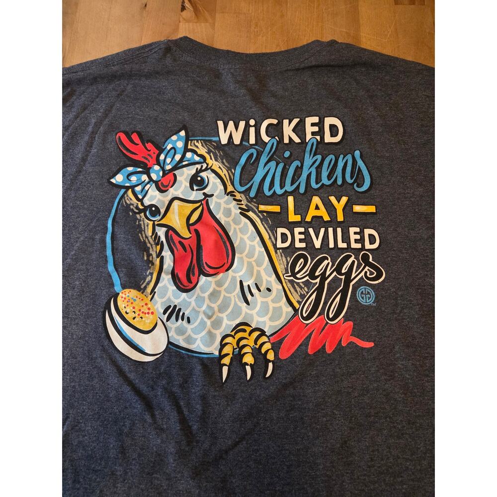 Girlie Girl Originals "Wicked Chickens Lay Deviled Eggs" Charcoal Gray, Size XL - Picture 6 of 6